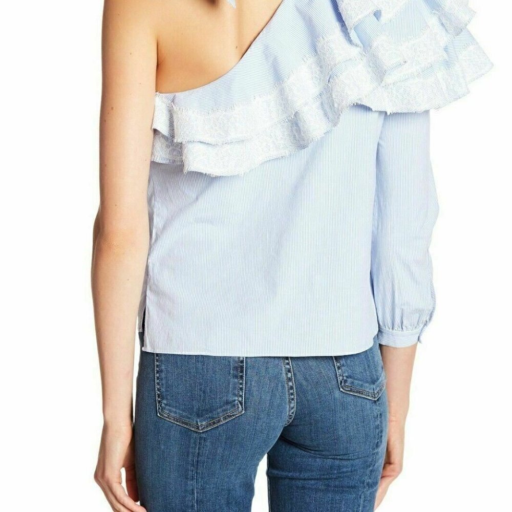 VERONICA BEARD Womens Isla Ruffle One-Shoulder 2 - Picture 2 of 2